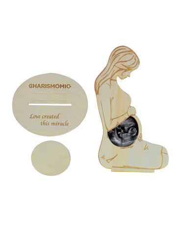 charismomic Baby Ultrasound Photo Frame Sonogram Picture Frame-Expecting Mom Gift for Pregnant Friend | Pregnant Wife Gifts From Husband | Sonogram Frame Gift for Pregnant Women (Natural Wood - 7.8x4.7'')