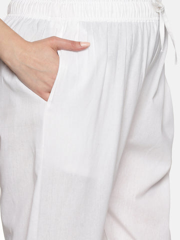 Charismomic White Elastic Bottom wear