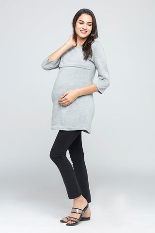 Solid Grey Maternity / Nursing Short Top