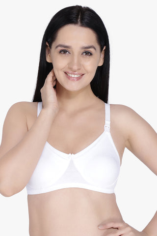 Anoma Women's 97% Cotton 3% Lycra Full Cup Non-Wired Non Padded Maternity Nursing Bra - White