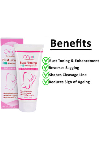 Vigini 100% Natural Actives Breast Bust Body Toner Firming Enlargement Enhancement Tightening Size Increase Growth Anti Sagging Massage Gel Oil Cream for Women 100G
