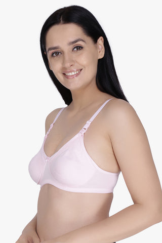 Anoma Women's 97% Cotton 3% Lycra Full Cup Non-Wired Non Padded Maternity Nursing Bra - Pink