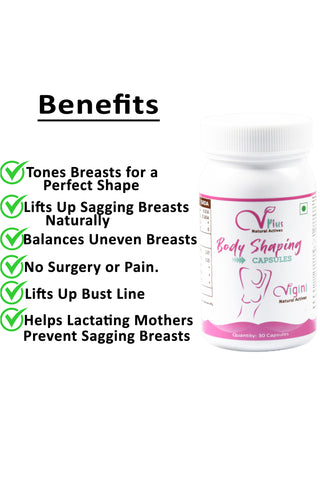 Vigini 100% Natural Actives Breast Firming Enlargement Enhancement Tightening Size Increase Growth Bust Full Body Toner Shaping for Women 30 Capsule