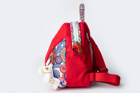 Red with Paisley Trims Mini Diaper Bag