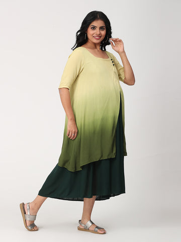 Green Blossom Ombre Maternity/Nursing Dress