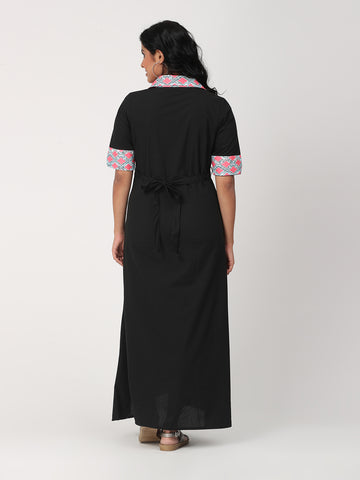 Fushia Pink Overlap Maternity/Nursing Dress