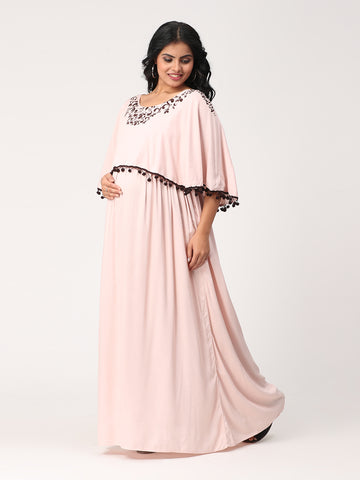 Peach Blooms Maternity/Nursing Flap Dress
