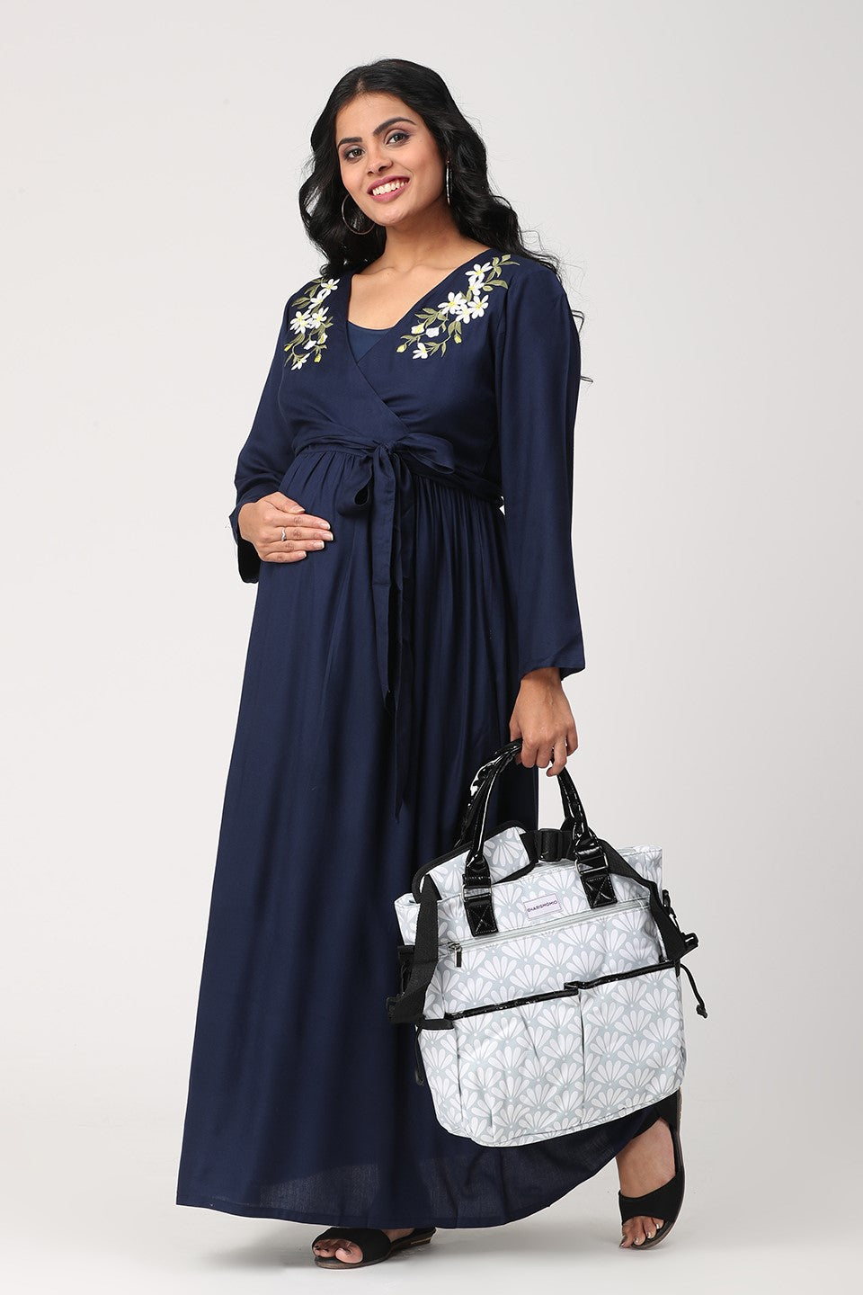 Luxe Royal Maternity/Nursing Wrap Dress- Blue