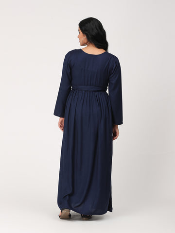 Luxe Royal Maternity/Nursing Wrap Dress- Blue