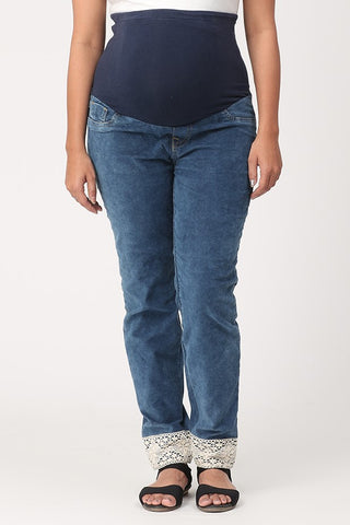 Full Length flare maternity jeans with Lace