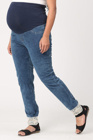 Full Length flare maternity jeans with Lace