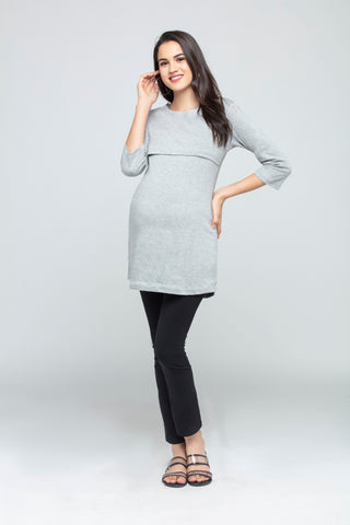 Solid Grey Maternity / Nursing Short Top