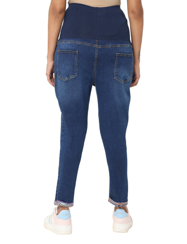 Ankle length Straight Maternity Jeans - Blue