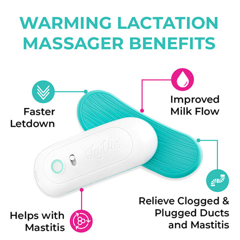 LaVie Warming Lactation Massager, 2 Pads, Heat and Vibration, Breastfeeding Essentials, Improve Milk Flow, Clogged Ducts, Engorgement, Mastitis