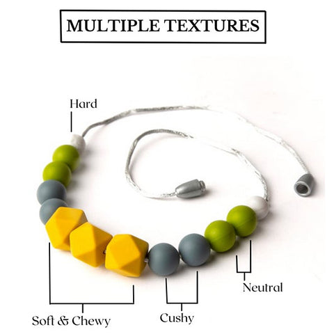 Coal and Canary Teething Jewelry for Moms to Wear, Breastfeeding/ Nursing Necklace, Teethers Sensory Chewing for (0-1 Year). BPA Free, Silicon Beads/ Certified/ 100% Food Grade