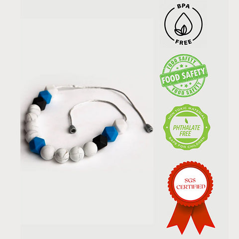 Snow Ocean Teething Jewelry for Moms to Wear, Breastfeeding/ Nursing Necklace, Teethers Sensory Chewing for (0-1 Year). BPA Free, Silicon Beads/ Certified/ 100% Food Grade